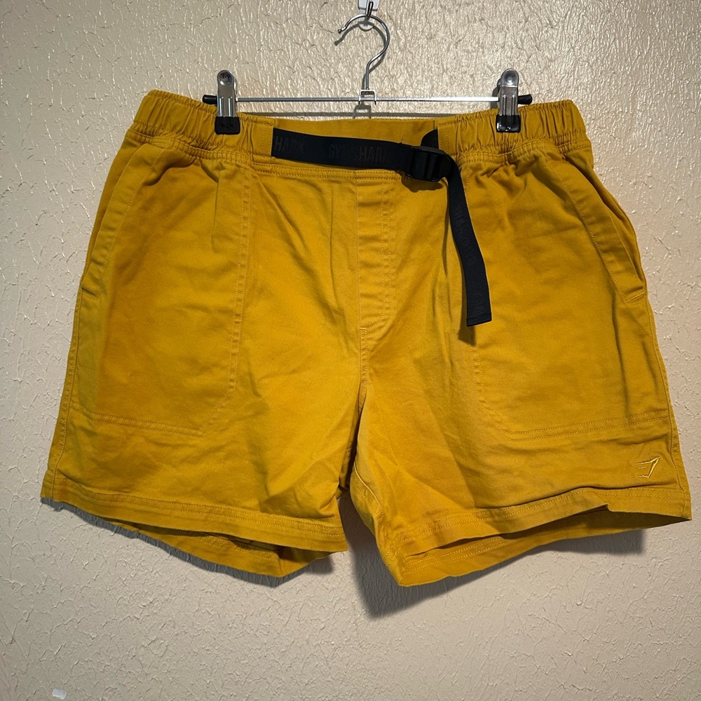Gymshark Rest‎ Day Woven Shorts Mens Large Yellow Belted Stretch Training